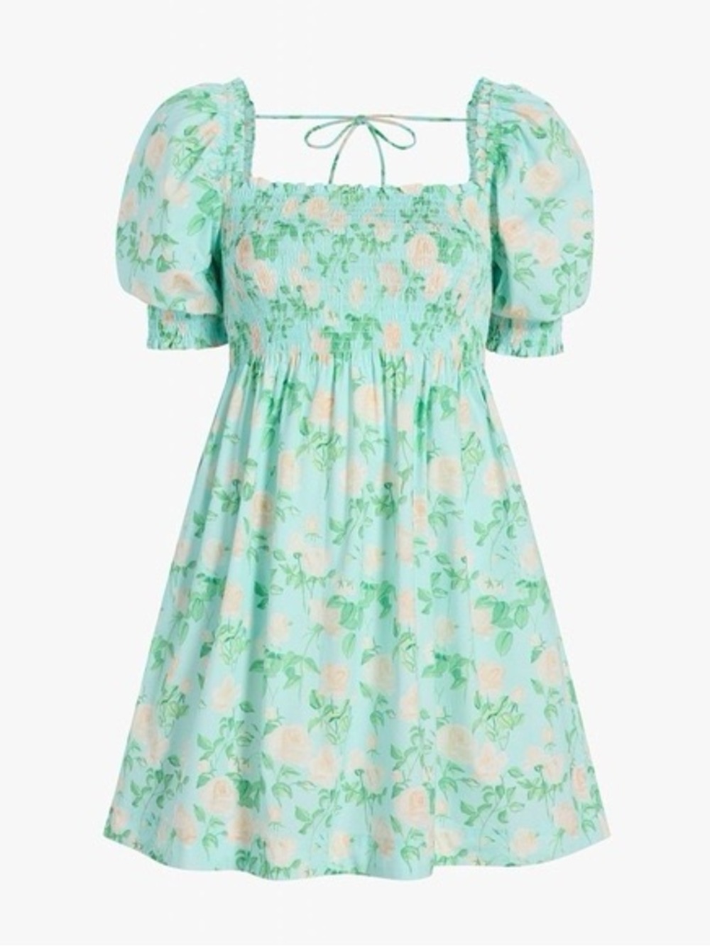 Hill House Home Athena Nap Dress XL Blue Rose Floral Smocked Puff Sleeve